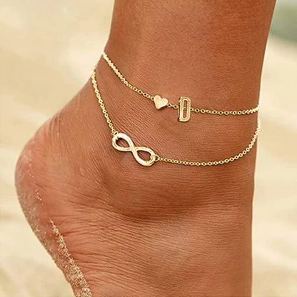 Personalized Heart Initials Anklet