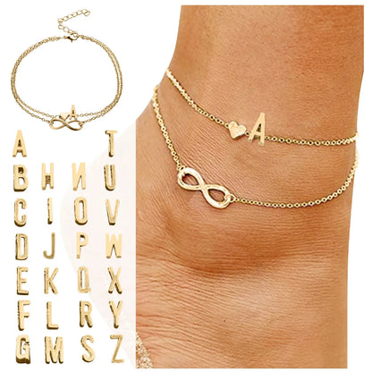 Personalized Heart Initials Anklet