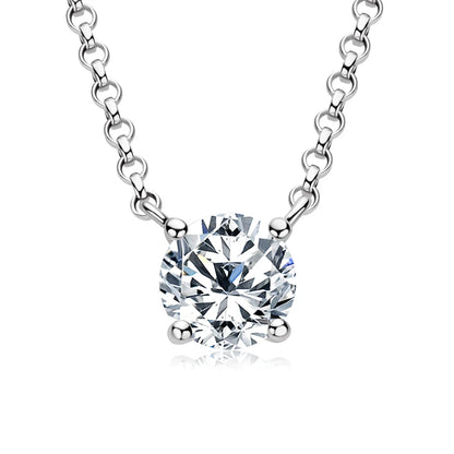 925 Sterling Silver Moissanite Solitaire Pendant Necklace – Elegant & Timeless