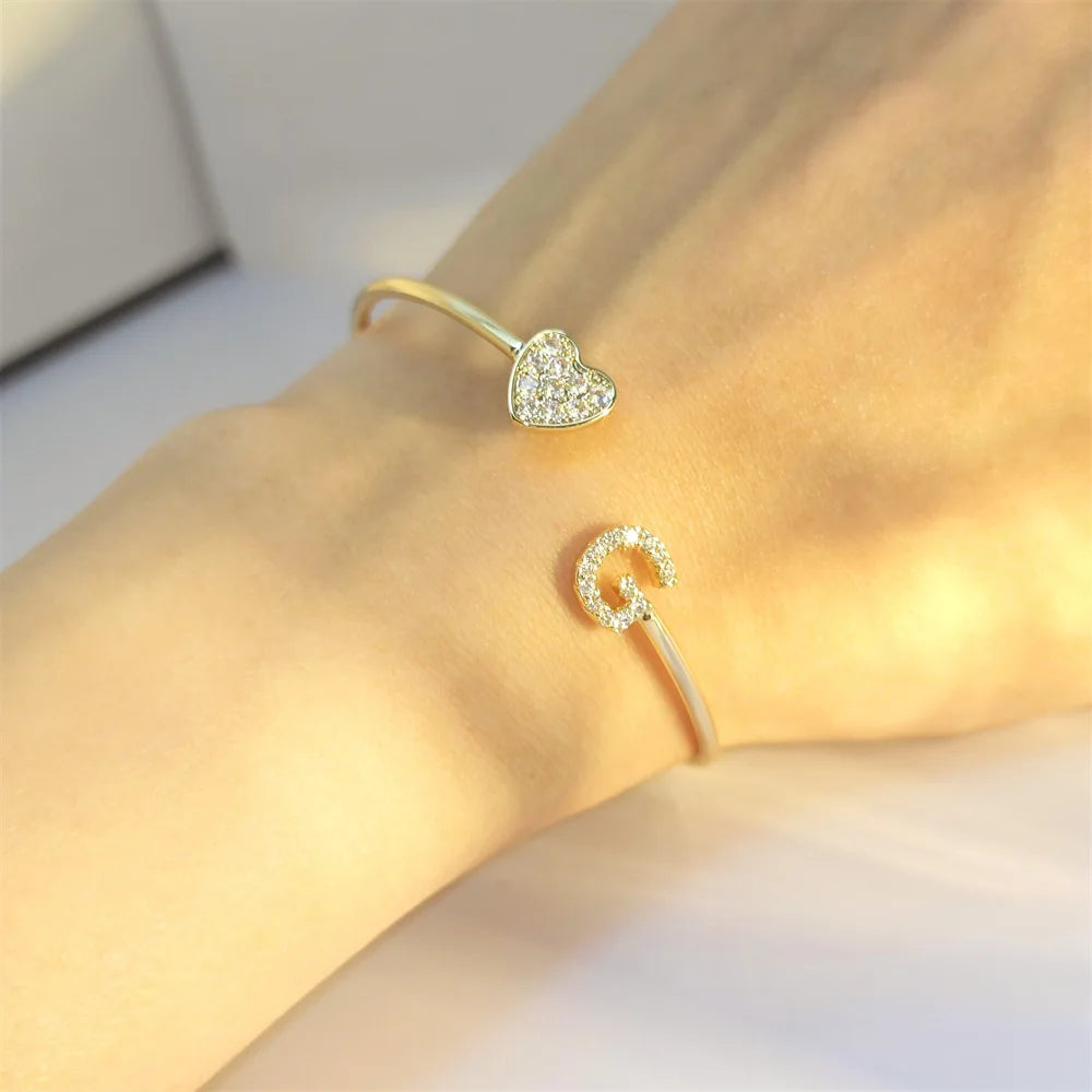 Zircon Initial Cuff Bracelet – A Personalized Touch of Glam