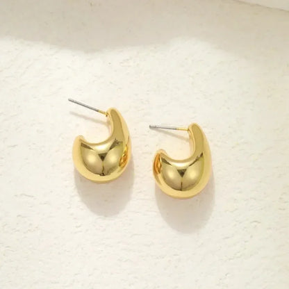 Vintage Gold Plated Teardrop Earrings – Chunky Dome Design for Women