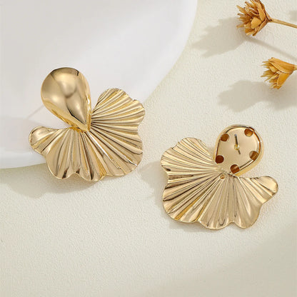 Geometric Apricot Leaves Earrings – Trendy Punk Style Drop Earrings for Women