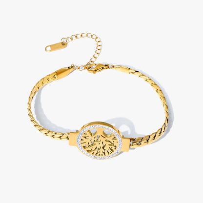 Elegant Tree of Life Bracelet – 18K Gold Plated Stainless Steel for Women