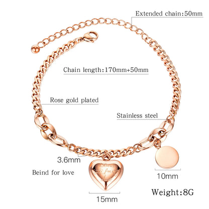 Dainty Heart Link Bracelet – Chic & Stylish