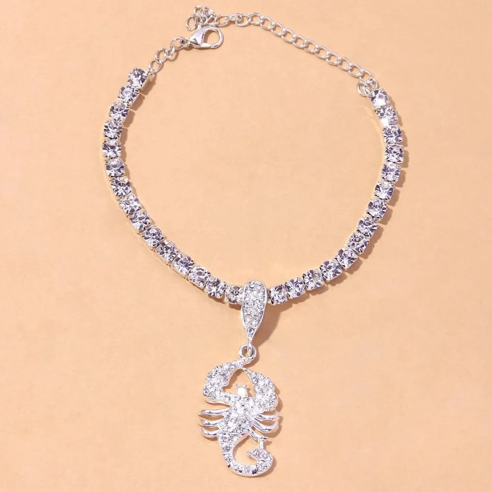 Boho Scorpion Rhinestone Anklet for Women