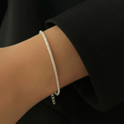 Classic Silver Gypsophila Bracelet – Sparkling Adjustable Chain for Women