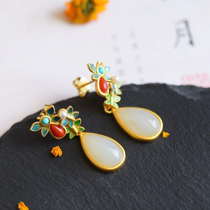 Elegant Water Drop Earrings – Natural Stone Dangle for Wedding & Parties