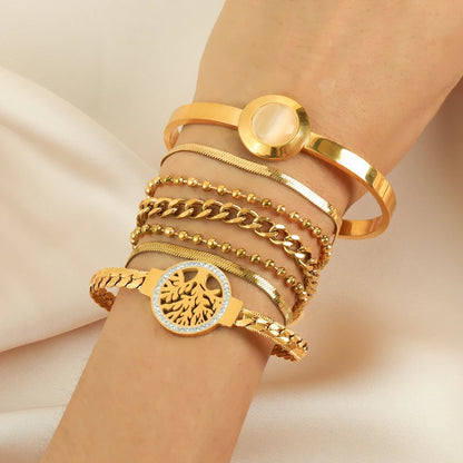 Elegant Tree of Life Bracelet – 18K Gold Plated Stainless Steel for Women