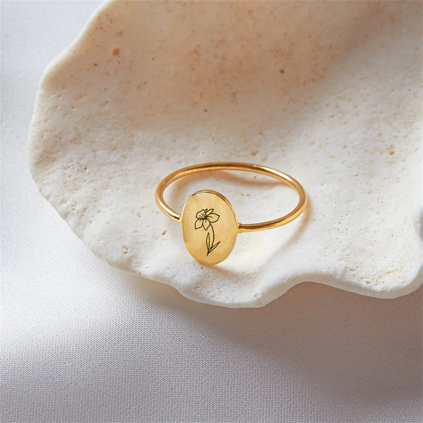 Personalized Birth Month Flower Ring