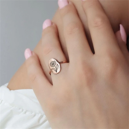 Personalized Birth Month Flower Ring